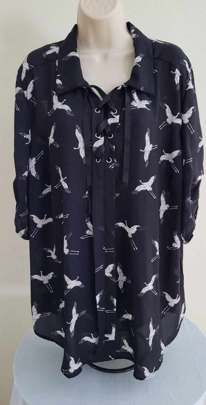 LOUISE PARIS Women's Poly Pull-over Print Top/Blouse--Sz 2X